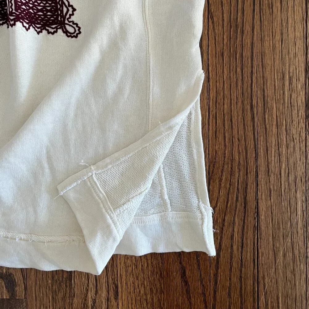 Free People Santa Maria Boho Chic Top Cream Embroidered Long Sleeve Peasant S